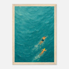 Wood frame 21x29.7 cm 8x12" - Ocean Swimmers Wall Art | Textured Painterly Sea Print - Play By Print