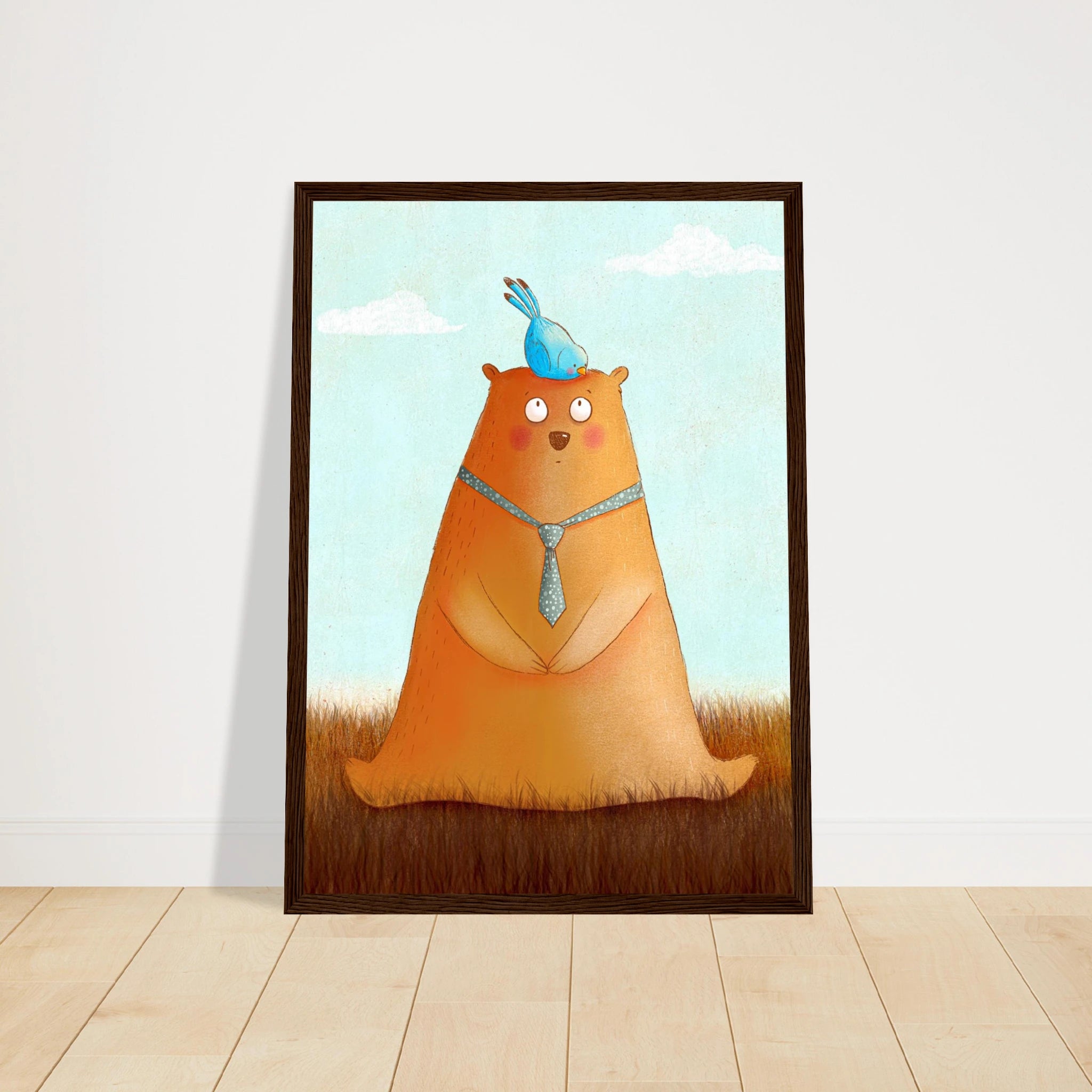 # all-groups - Bear and Bird Nursery Print | Whimsical Animal Wall Art for Kids’ Rooms - Iris