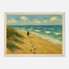 Wood frame 21x29.7 cm 8x12" - “Coastal Solitude” | Peaceful Beach Walk - Play By Print