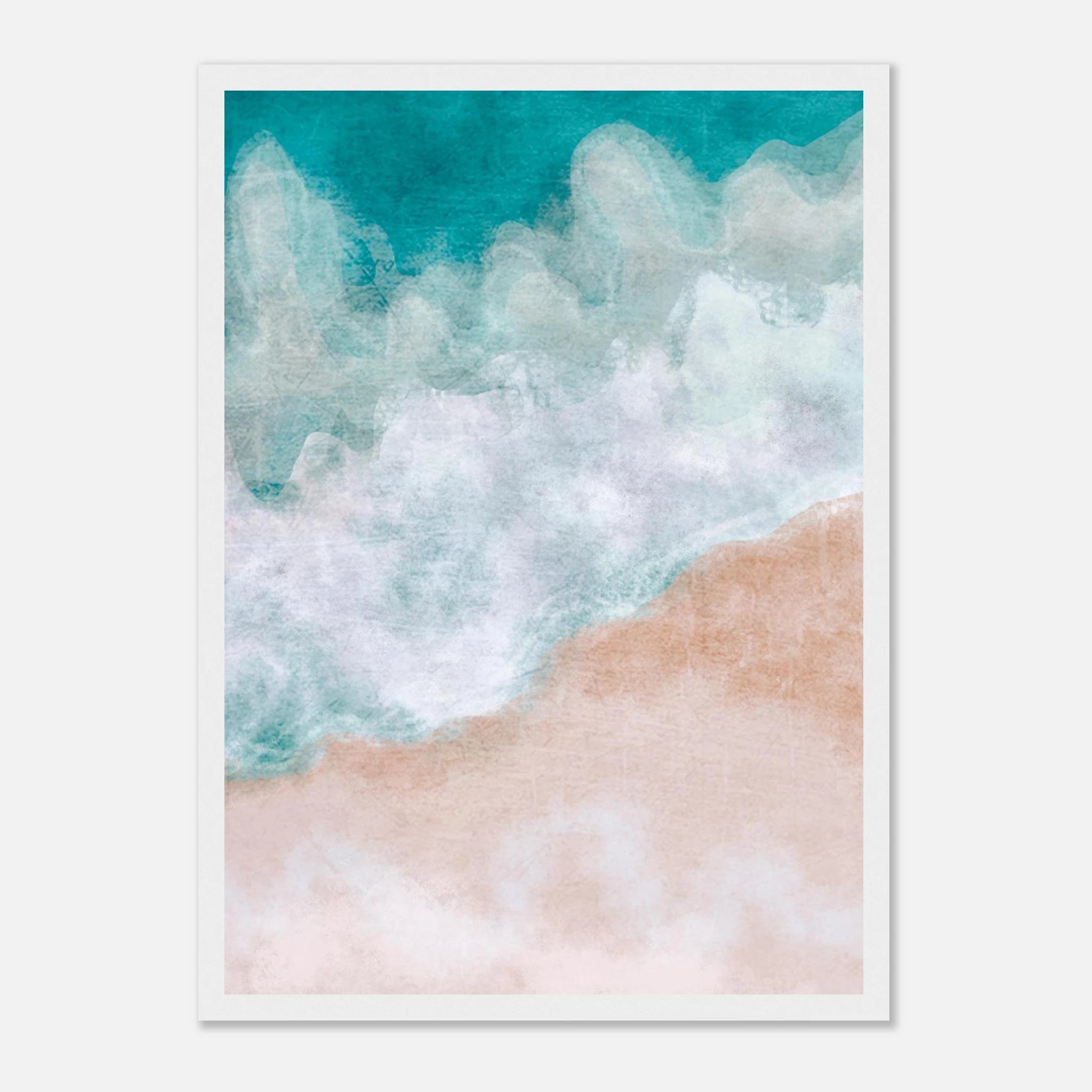 White frame - Coastal Bliss – Soft Wave Abstract Beach Print - Daisy