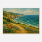Wood frame A1 (59.4 x 84.1 cm) - “Coastal Wildflowers & Whispering Waves” | Ocean Cliff Landscape - Play By Print
