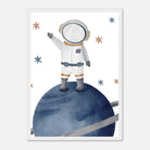 White frame - Watercolour Astronaut Standing on Planet Wall Art - Olga