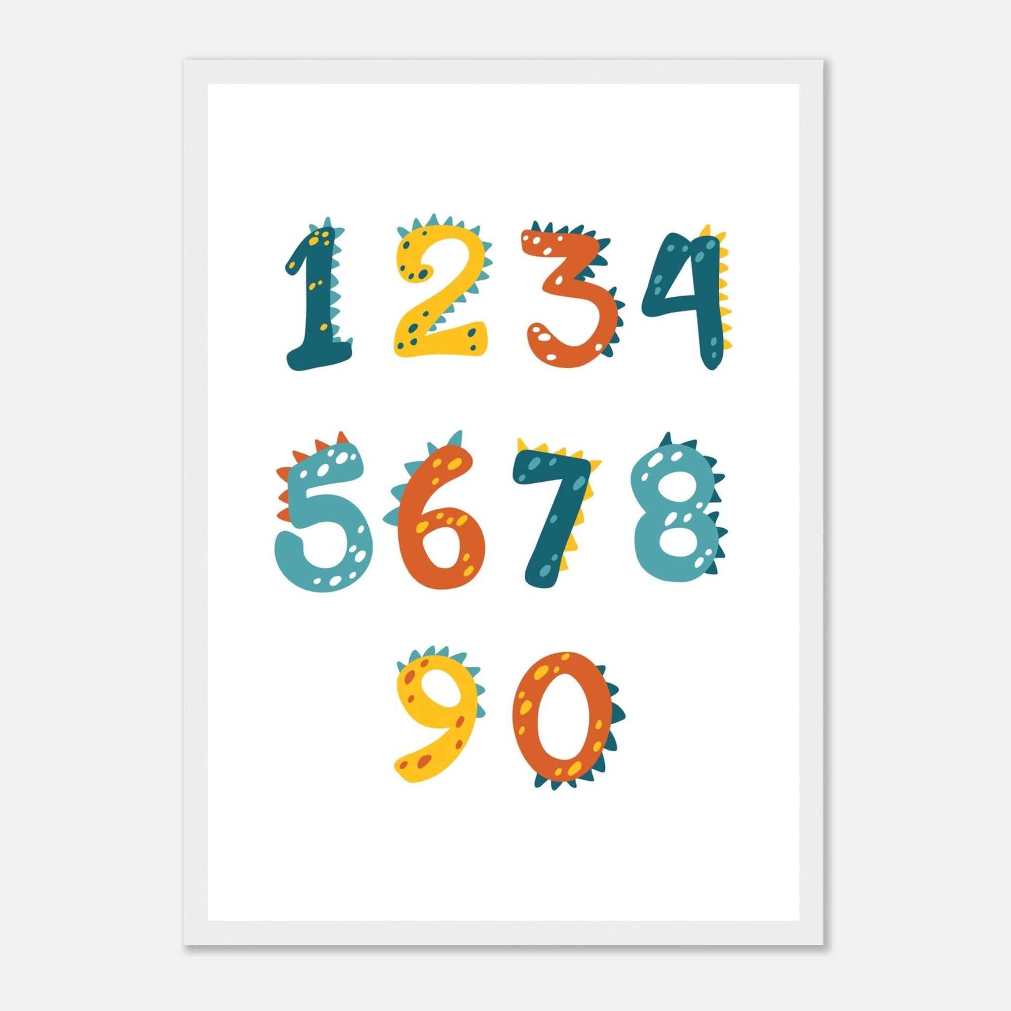 White frame - Dinosaur Numbers Poster | 0–9 Counting Print for Kids - CDT
