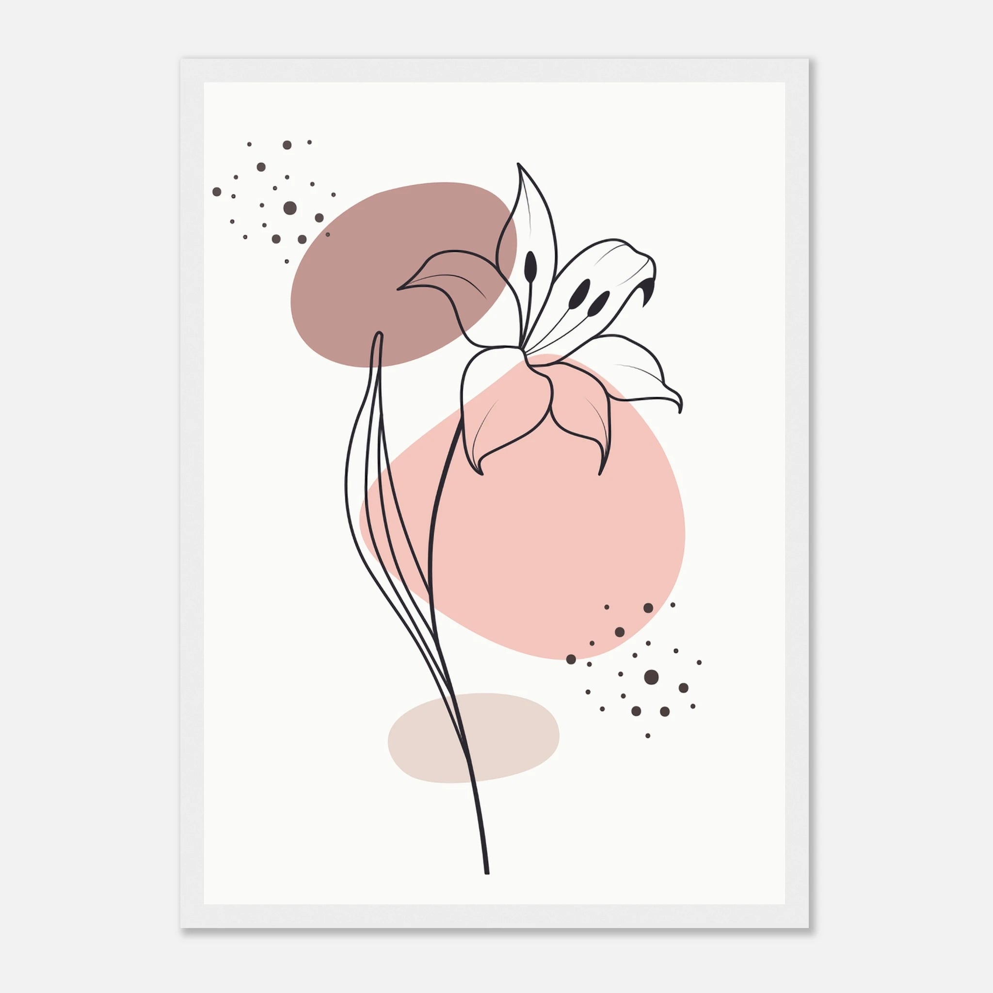 White frame - Minimalist Lily Flower Art Print - Jerin