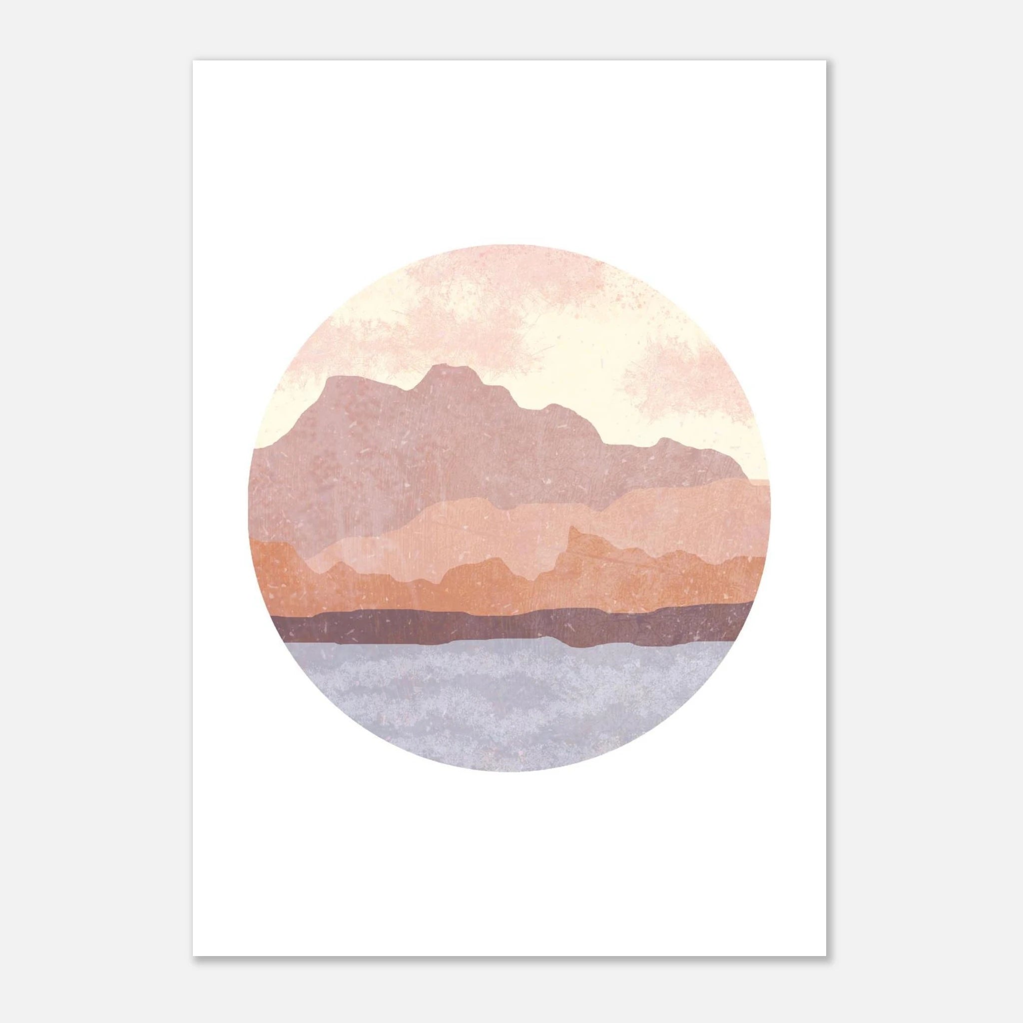 Unframed - Circular Mountain Horizon – Watercolour Landscape Art Print - Daisy