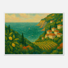 White frame A1 (59.4 x 84.1 cm) - “Lemon Coast Daydream” | Amalfi-Inspired Coastal - Play By Print