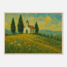 Wood frame A1 (59.4 x 84.1 cm) - “Chapel on the Hill” | Countryside Church Landscape Print - Play By Print