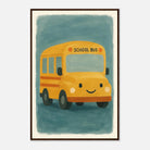 Dark wood frame 60x90 cm 24x36″ - Happy School Bus – Whimsical Nursery Art Print - Play By Print
