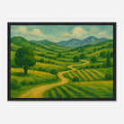 Black frame A3 (29.7 x 42 cm) - “Winding Through Green” | Rolling Hills Countryside Print - Play By Print
