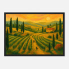 Black frame A3 (29.7 x 42 cm) - “Sunset Over Tuscany” | Golden Vineyard Landscape - Play By Print