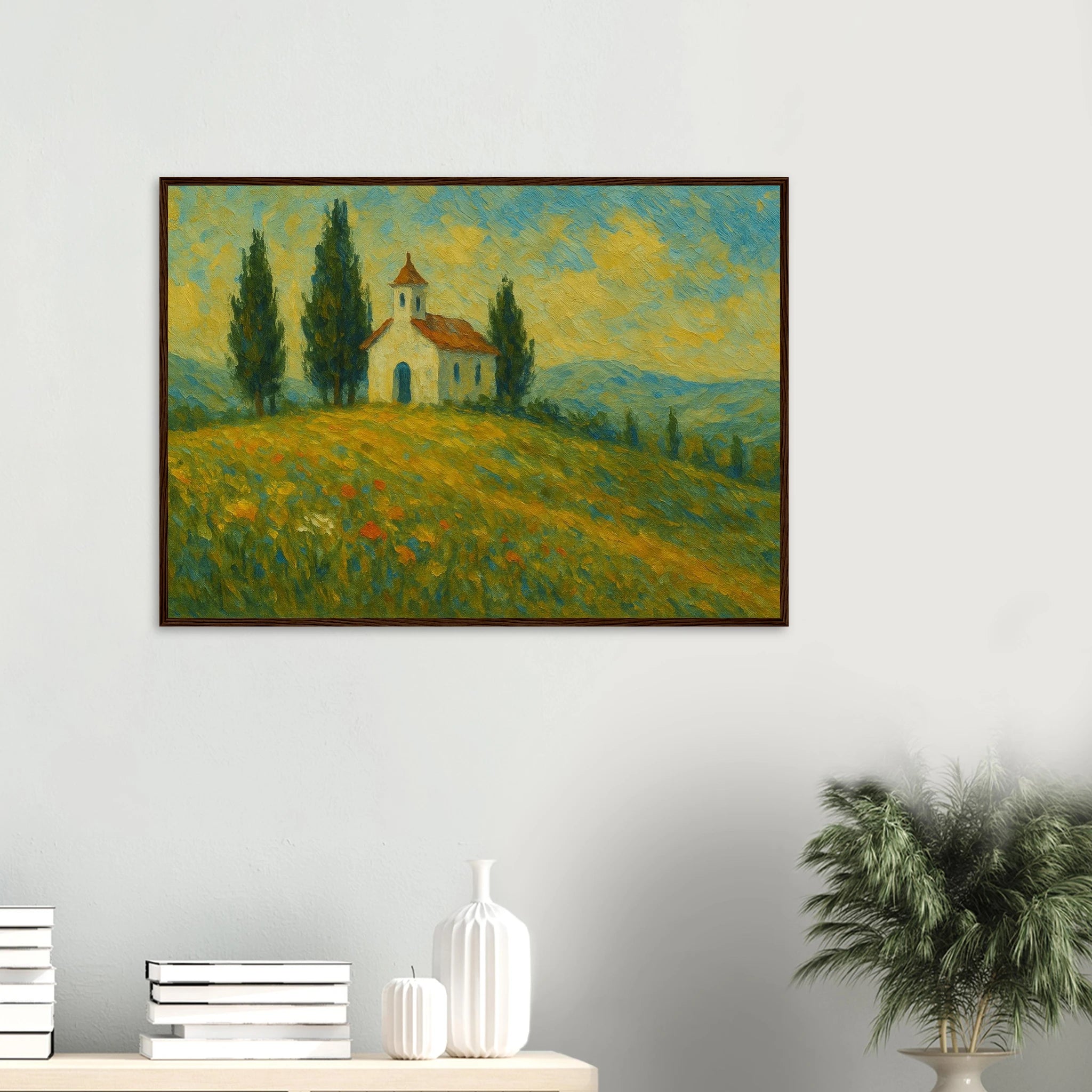 # all-groups - “Chapel on the Hill” | Countryside Church Landscape Print - Play By Print