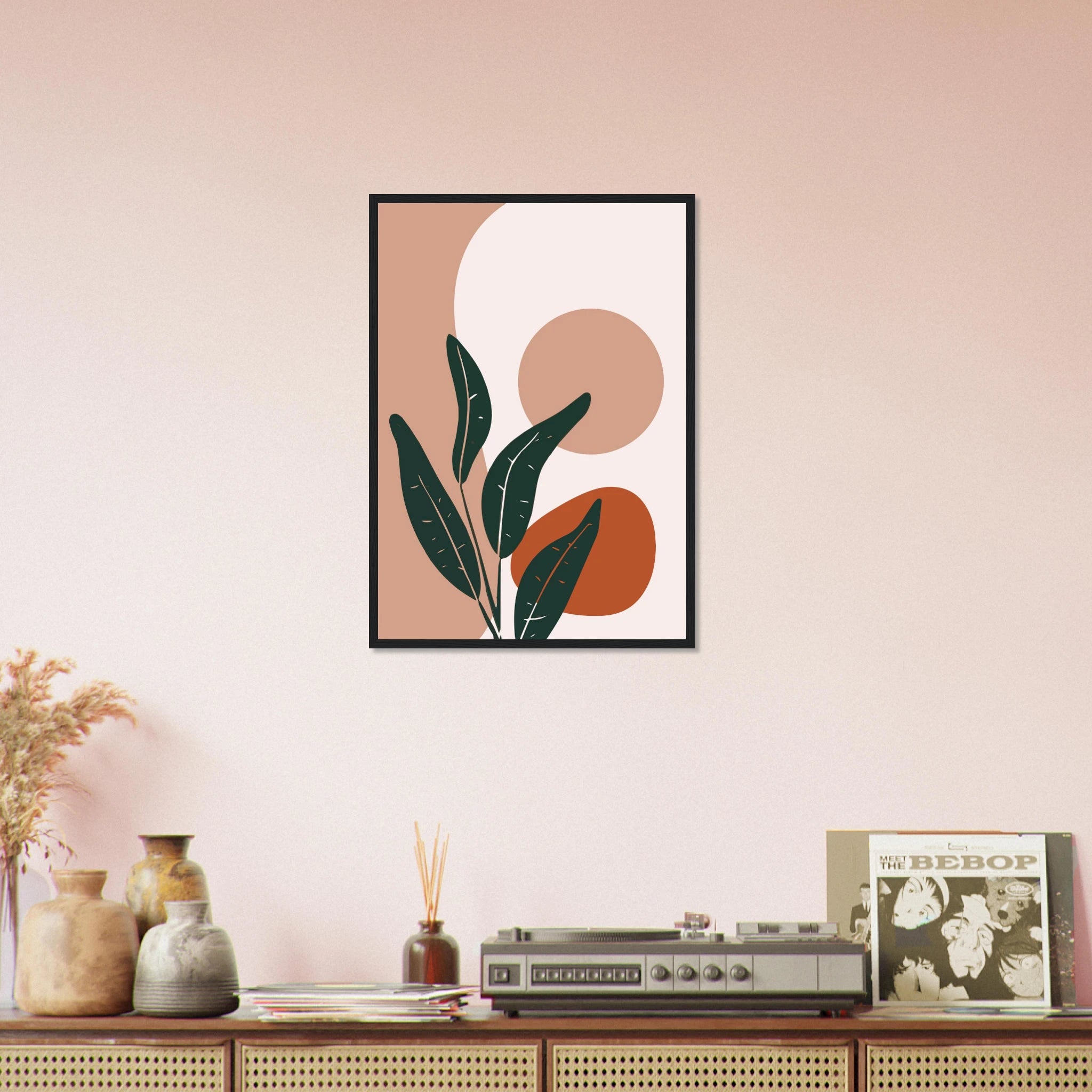 # all-groups - Sage Leaves & Terracotta Sun Modern Abstract Wall Art - Jerin