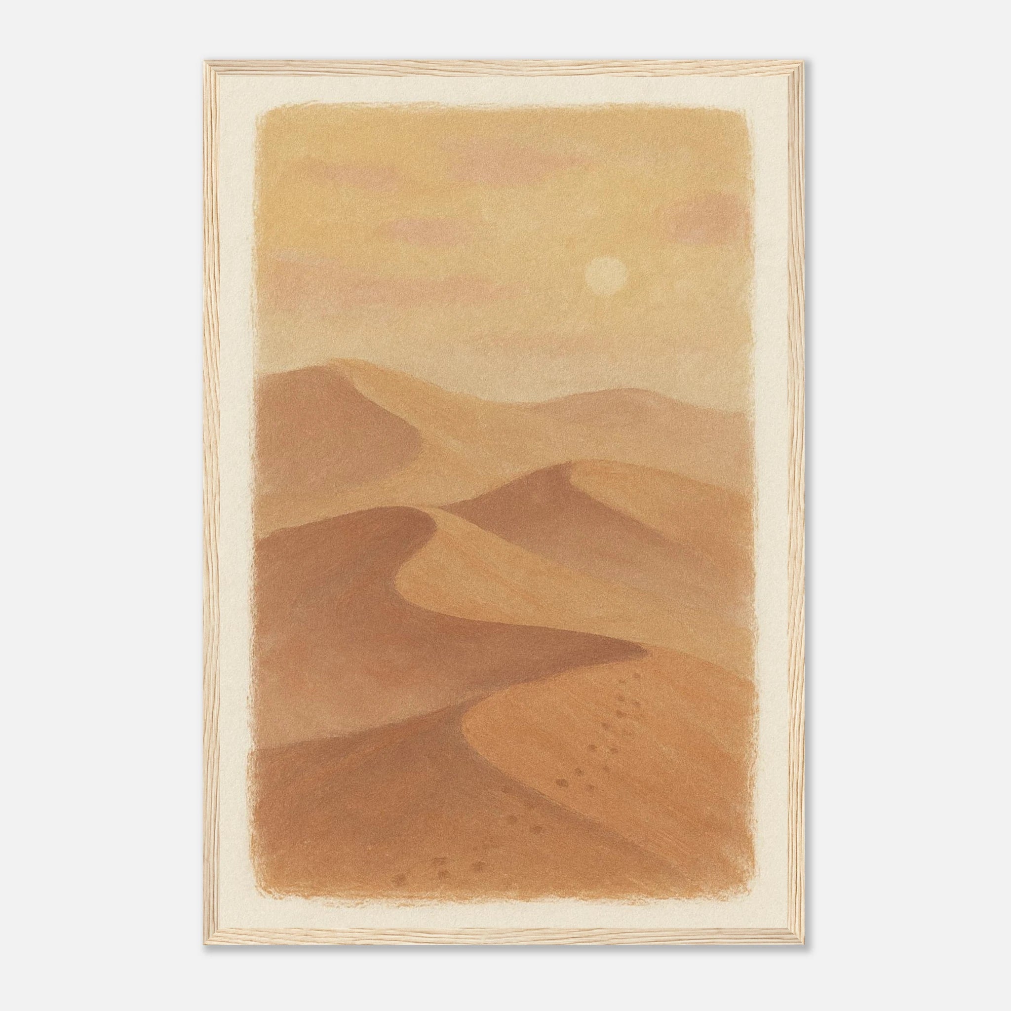 Wood frame 40x60 cm 16x24″ - Golden Haze – Soft Desert Dunes Wall Art Print - Play By Print