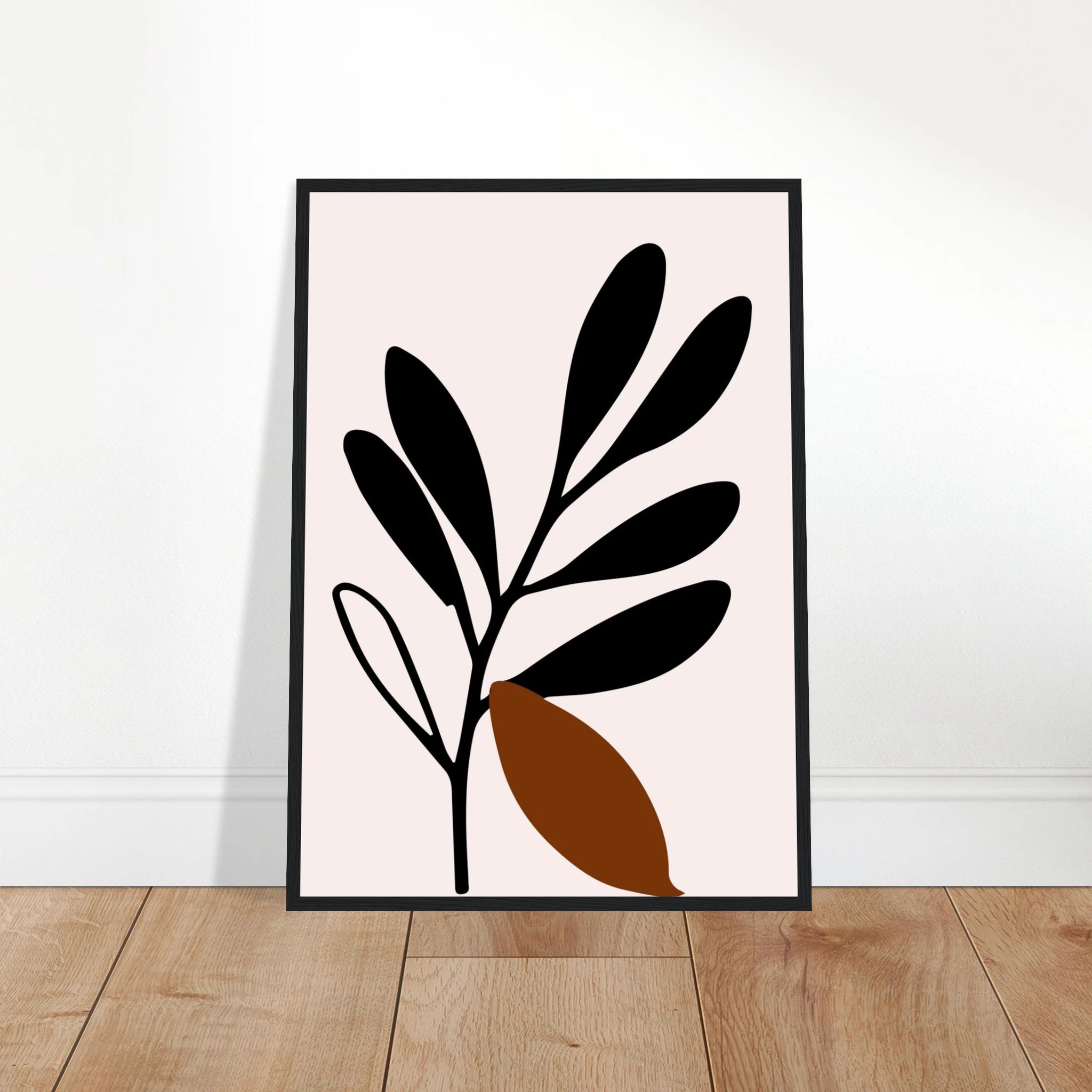# all-groups - Black Botanical Silhouette with Terracotta Leaf Wall Art - Jerin