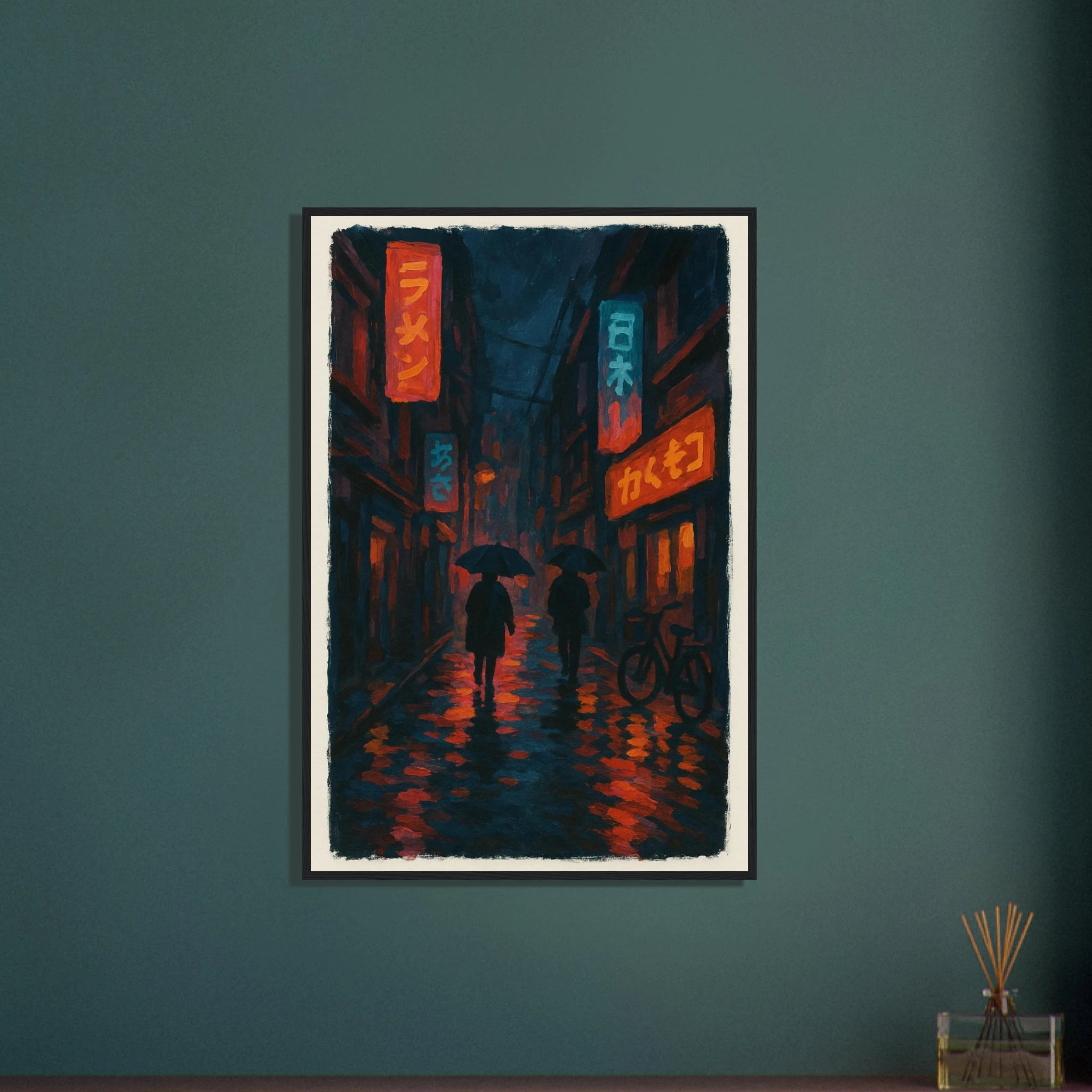 # all-groups - City Shadows – Rainy Night in Tokyo Neon Alley Print - Play By Print