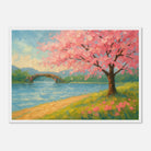 White frame A2 (42 x 59.4 cm) - “Whispers of Spring” | Cherry Blossom Landscape - Play By Print