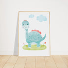 # all-groups - Blue Dinosaur Nursery Print | Watercolour Brachiosaurus Wall Art for Kids - Iris