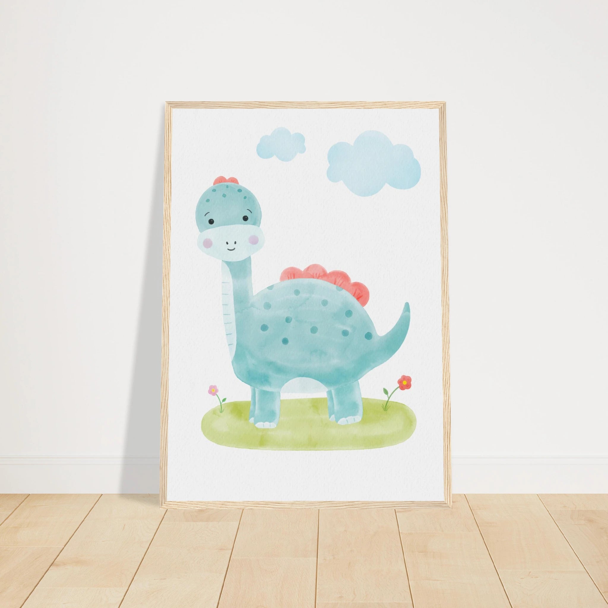 # all-groups - Blue Dinosaur Nursery Print | Watercolour Brachiosaurus Wall Art for Kids - Iris