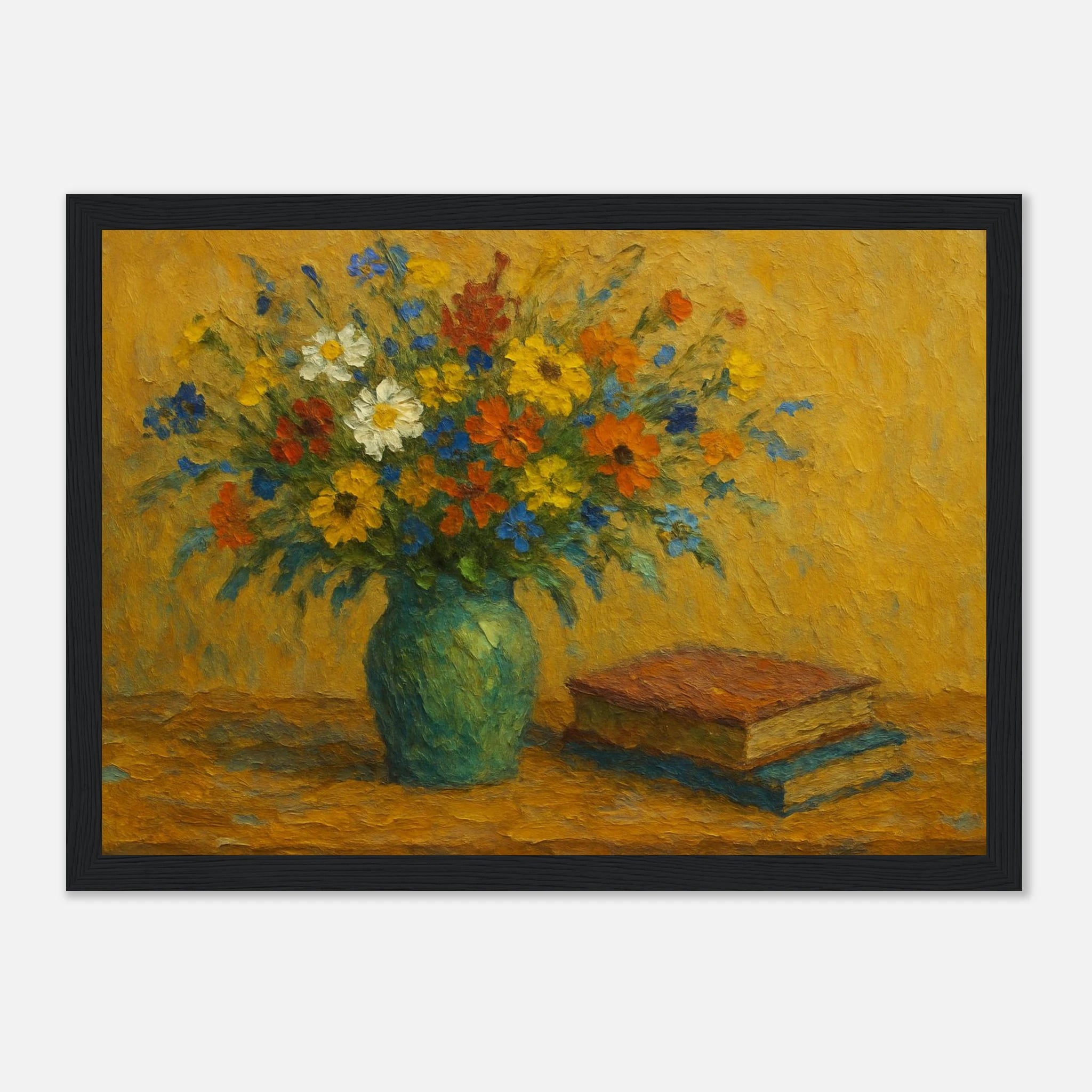 Black frame 21x29.7 cm 8x12" - “Wild Blooms & Well-Worn Pages” | Floral Still Life - Play By Print