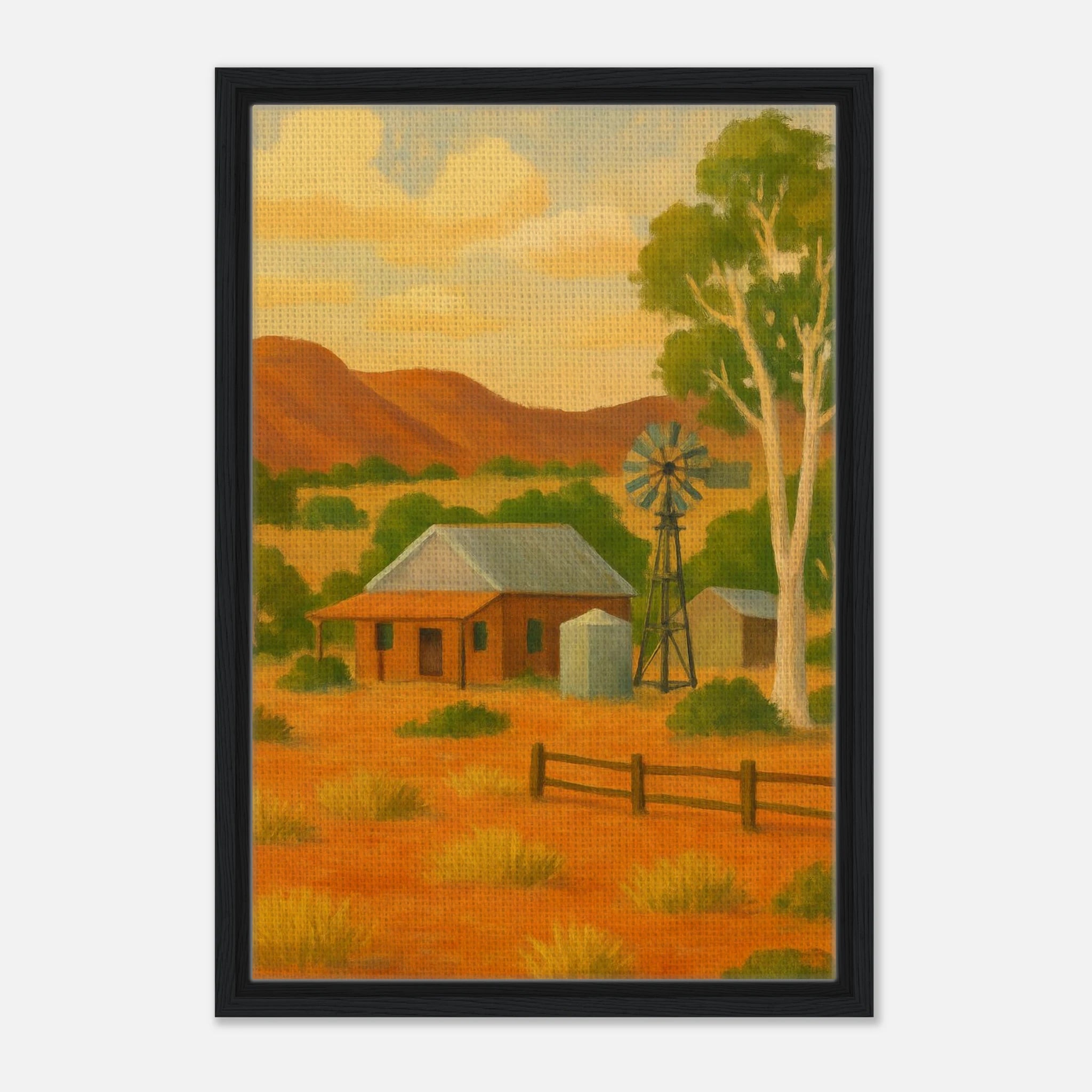 Black frame 40x60 cm 16x24″ - Outback Homestead – Australian Farmhouse Canvas Wall Art - Play By Print