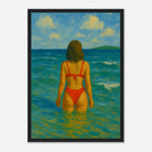 Black frame A3 (29.7 x 42 cm) - Back to the Horizon | Red Bikini Coastal Wall Art - Play By Print