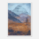 White frame - Misty Alpine Layers – Abstract Mountain Landscape Wall Art - Daisy