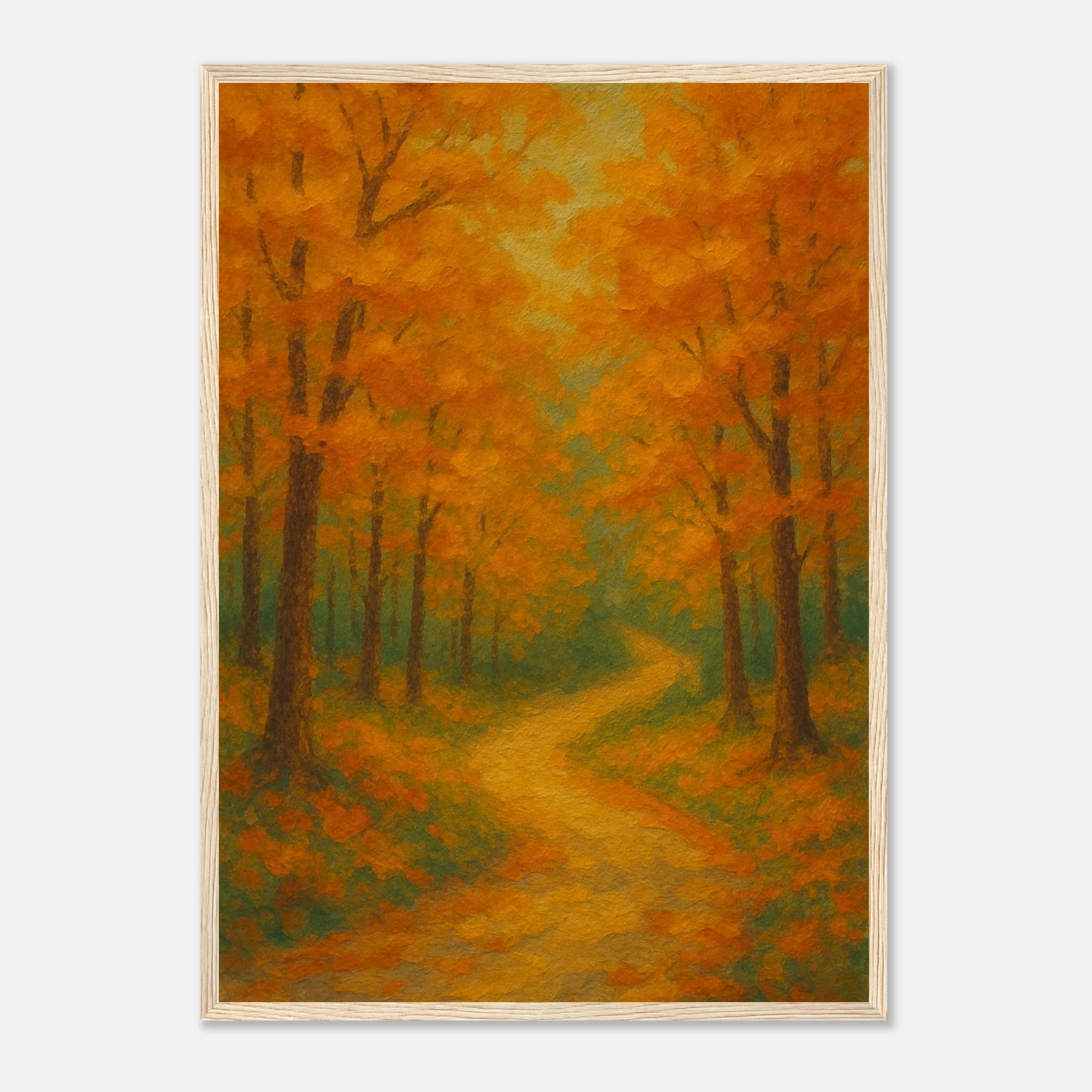 Wood frame A2 (42 x 59.4 cm) - Golden Autumn Pathway Wall Art | Tranquil Woodland - Play By Print