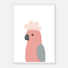 White frame - Galah – Minimalist Australian Bird Art Print | Pink Cockatoo Poster for Nursery or Classroom - Play By Print