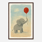 Dark wood frame 40x60 cm 16x24″ - Baby Elephant with Balloon – Gouache Nursery Art Print - Play By Print
