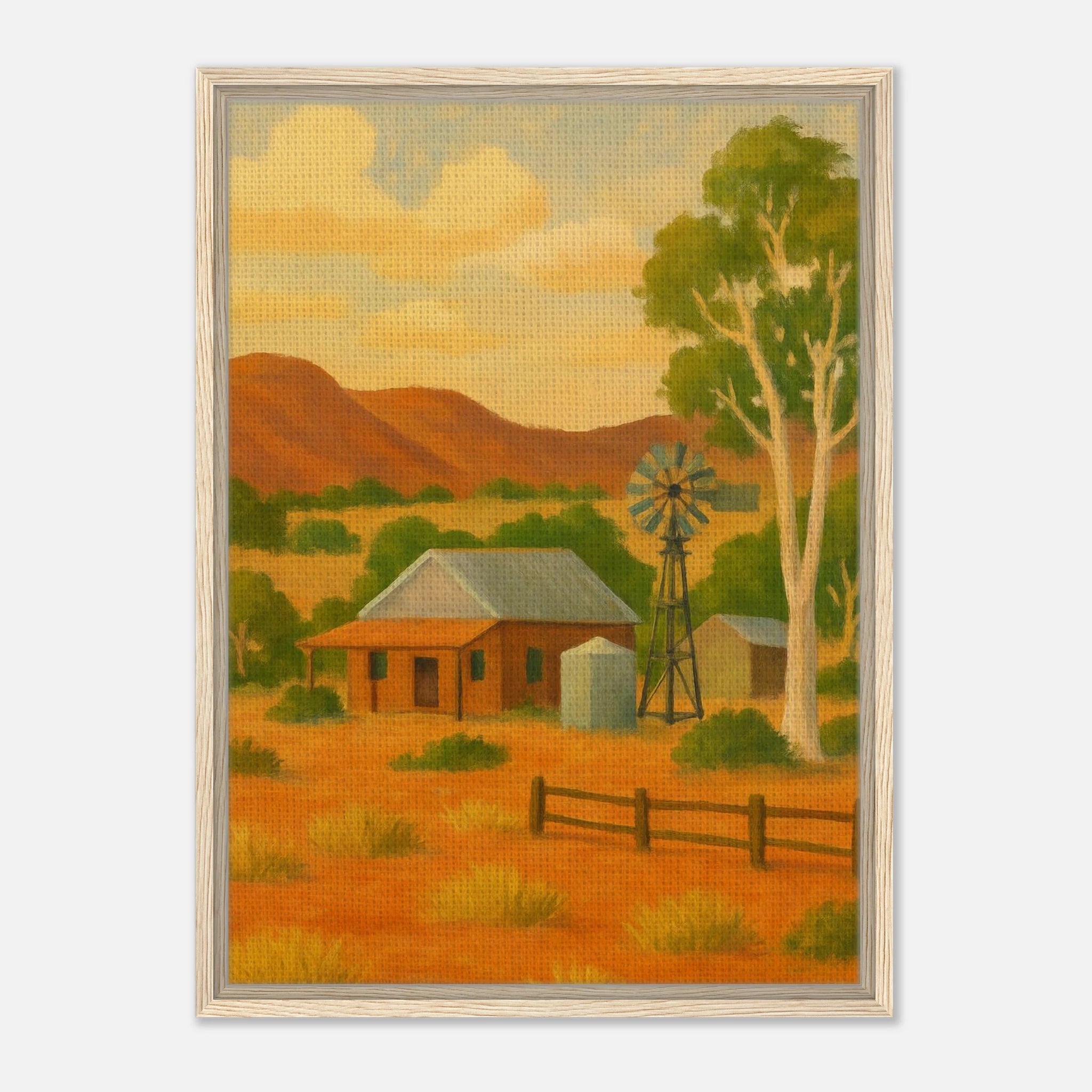 Wood frame 50x70 cm 20x28″ - Outback Homestead – Australian Farmhouse Canvas Wall Art - Play By Print