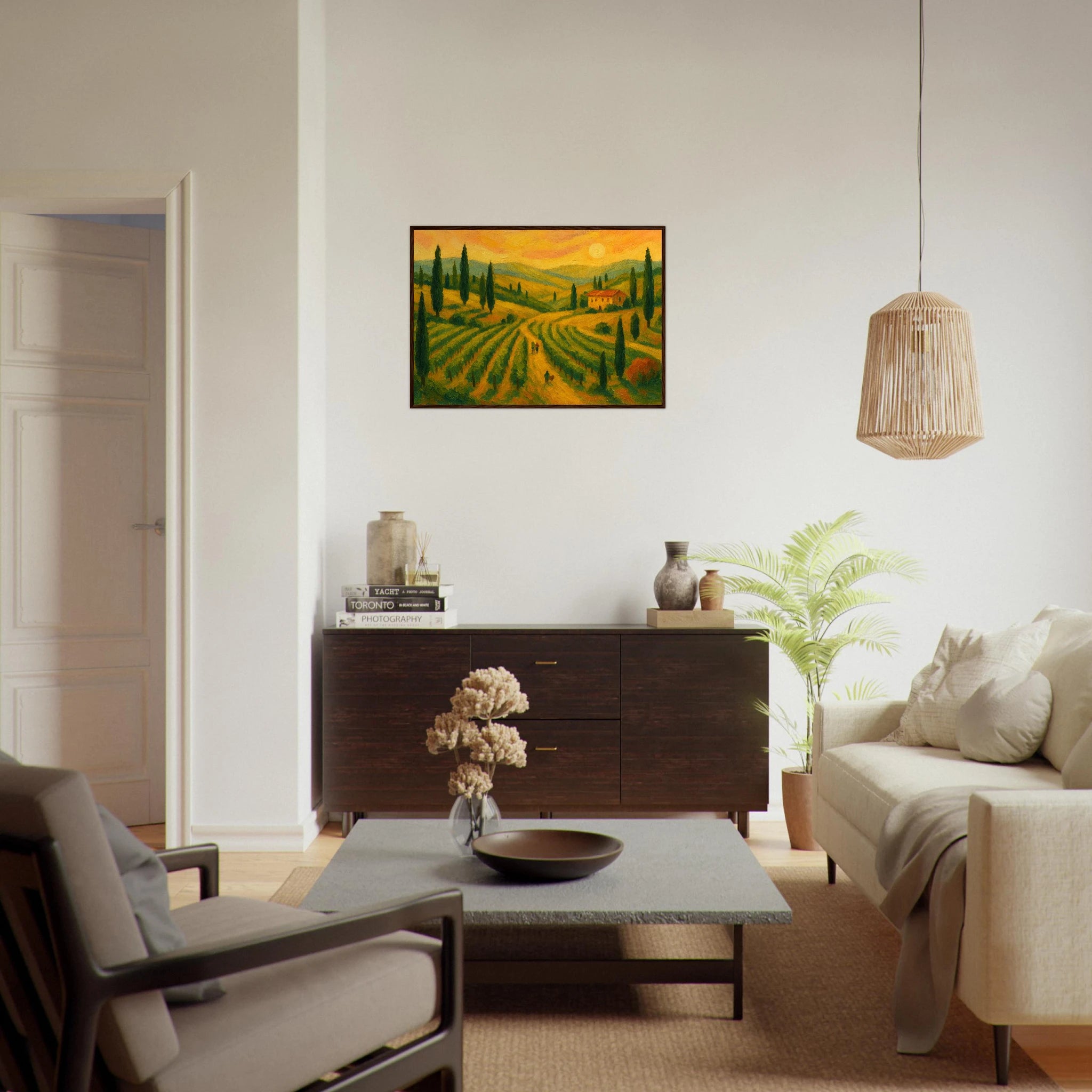 # all-groups - “Sunset Over Tuscany” | Golden Vineyard Landscape - Play By Print