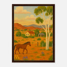 Dark wood frame 50x70 cm 20x28″ - Outback Horse & Gum Tree Canvas Wall Art - Play By Print