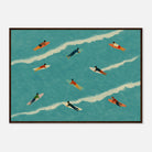Dark wood frame A1 (59.4 x 84.1 cm) - “The Paddle Out” Print | Retro Surfer Wall Art - Play By Print