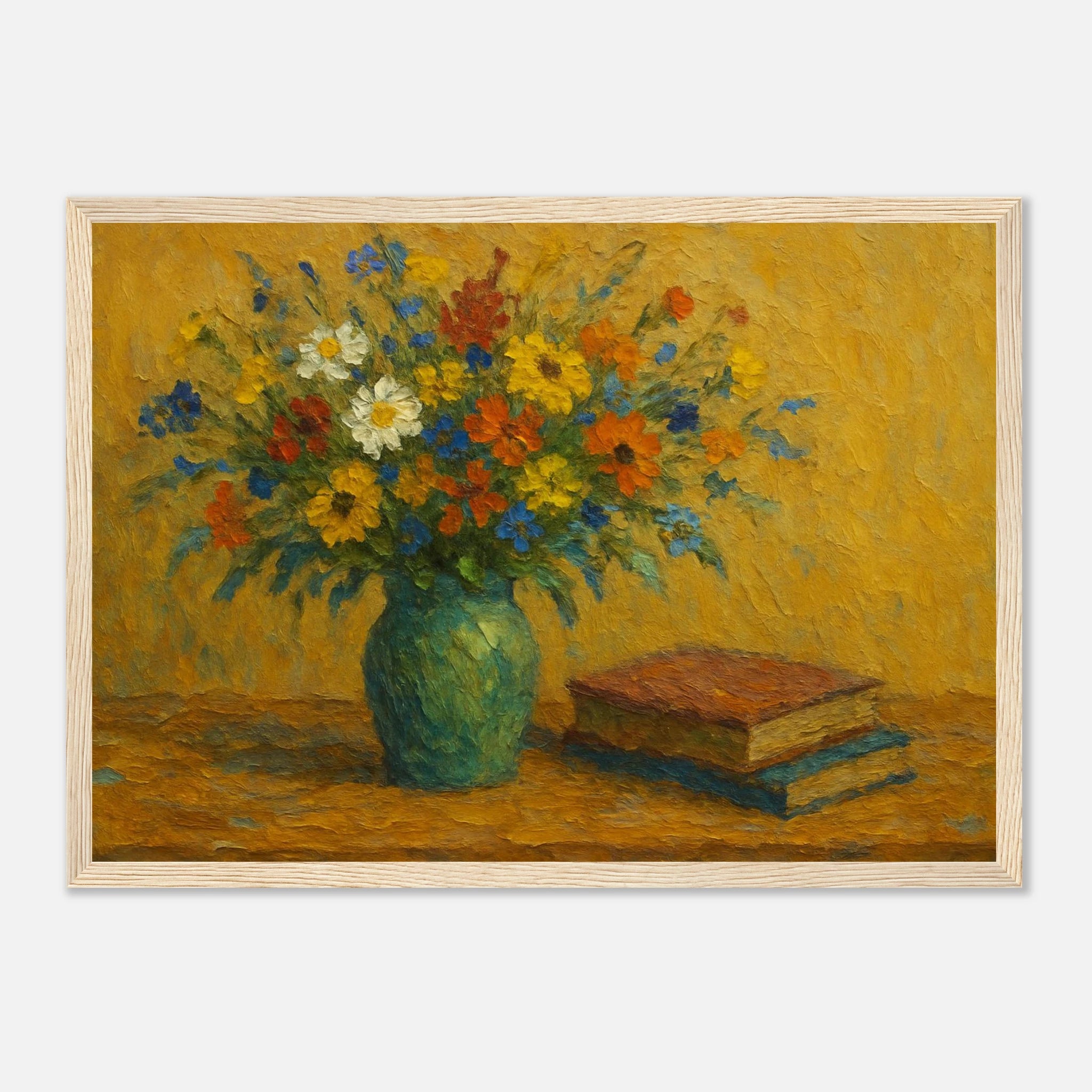 Wood frame A3 (29.7 x 42 cm) - “Wild Blooms & Well-Worn Pages” | Floral Still Life - Play By Print