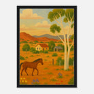 Black frame 50x70 cm 20x28″ - Outback Horse & Gum Tree Canvas Wall Art - Play By Print