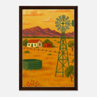 Dark wood frame 40x60 cm 16x24″ - Outback Windmill Landscape Canvas Wall Art - Play By Print