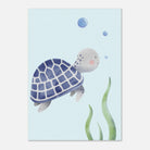 Unframed A4 (21x29.7 cm 8x12") - Blue Sea Turtle Nursery Print | Watercolour Ocean Animal Wall Art for Kids - Iris