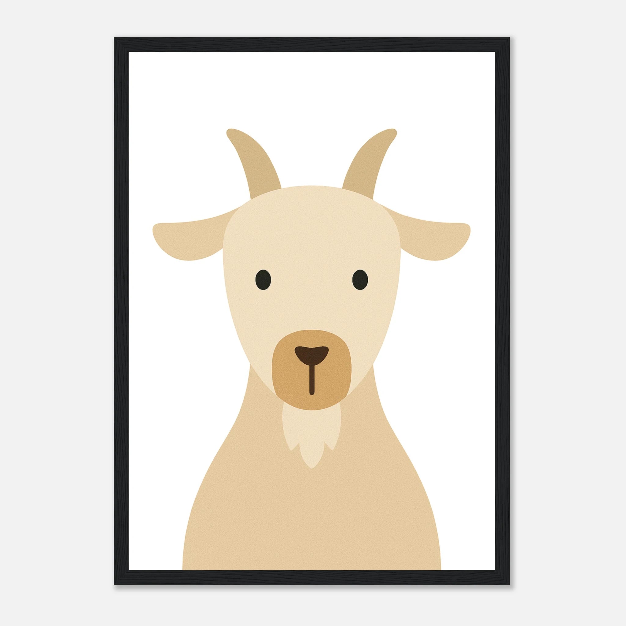 Black frame - Goat – Minimalist Farm Animal Art Print | Nursery or Classroom Wall Poster - Play By Print