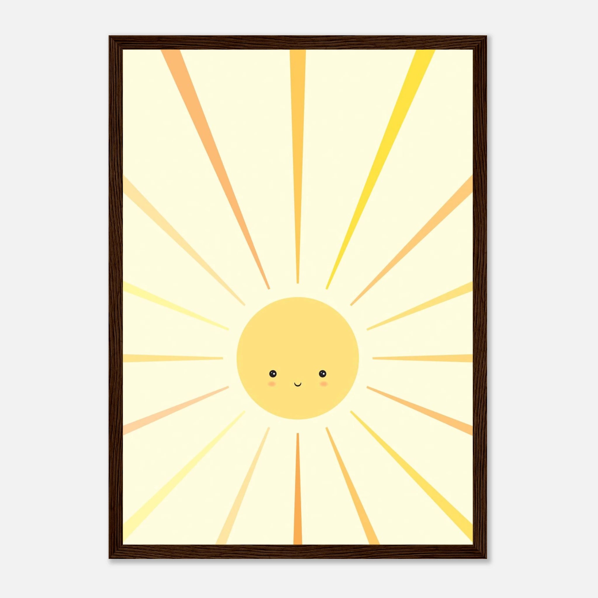 Dark wood frame - Sunshine Rays Nursery Print | Happy Yellow Sun Wall Art by Iris - Iris