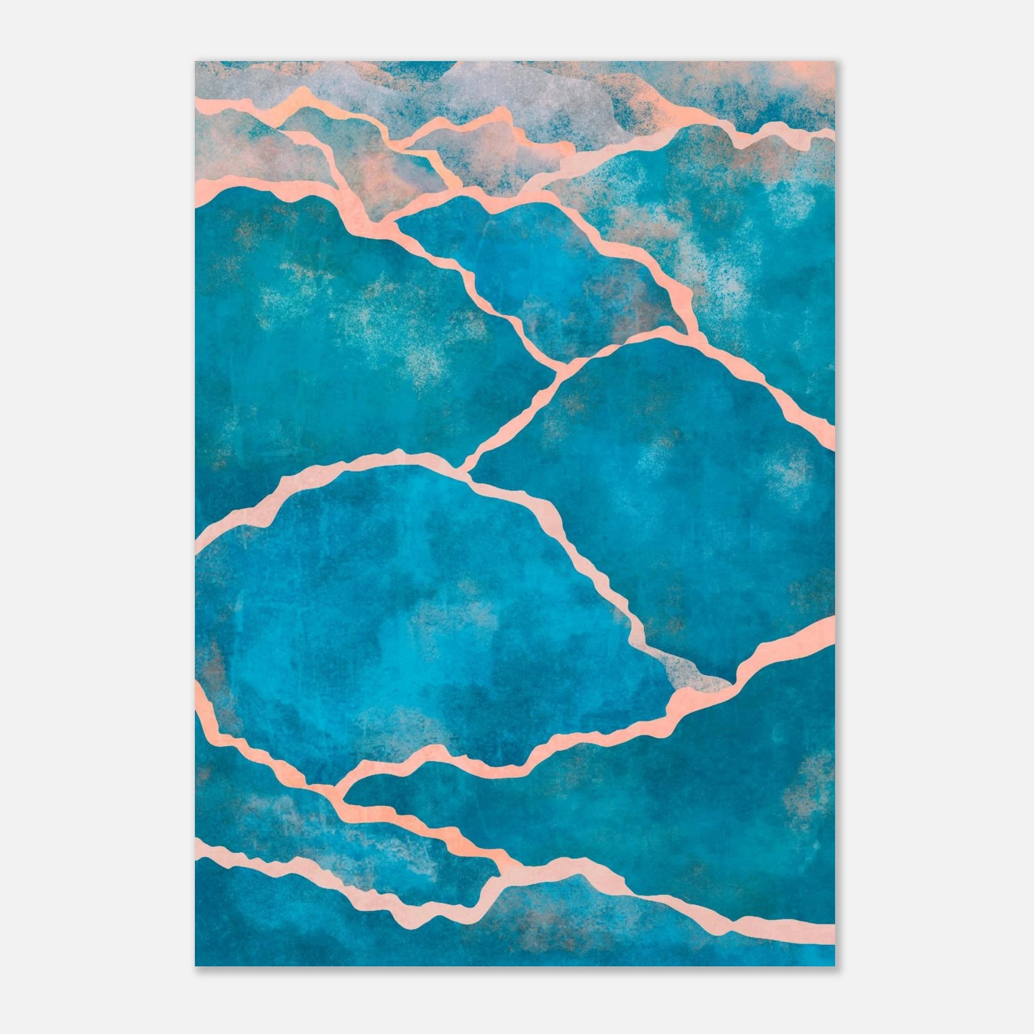 Unframed - Cracked Ocean – Abstract Teal Coastal Texture Art Print - Daisy
