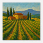 Unframed 40x40 cm 16x16″ - “Golden Rows” | Tuscany Vineyard Landscape Print - Play By Print