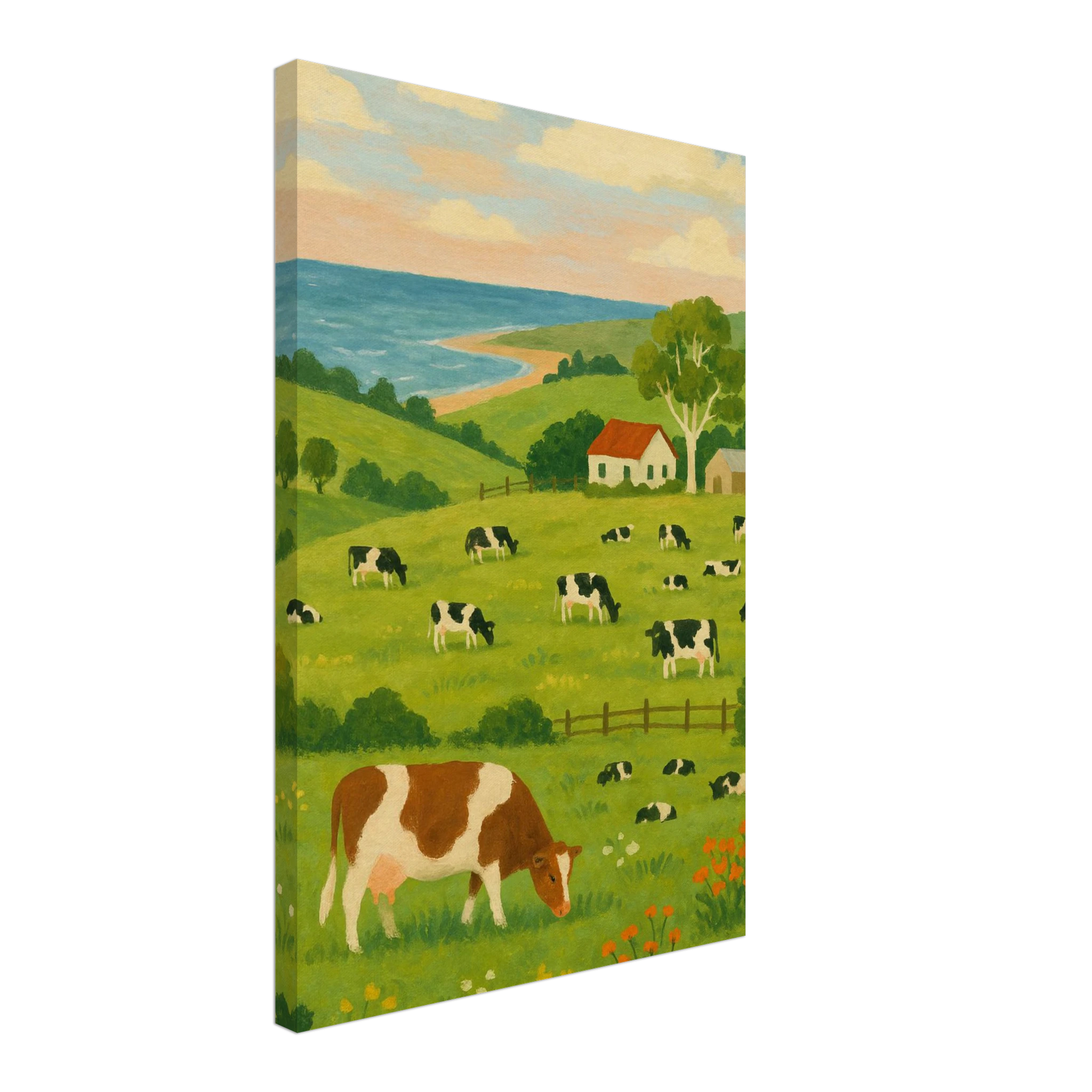 Canvas 40x60 cm 16x24″ - Coastal Dairy Farm – Country Landscape Canvas Wall Art - Play By Print