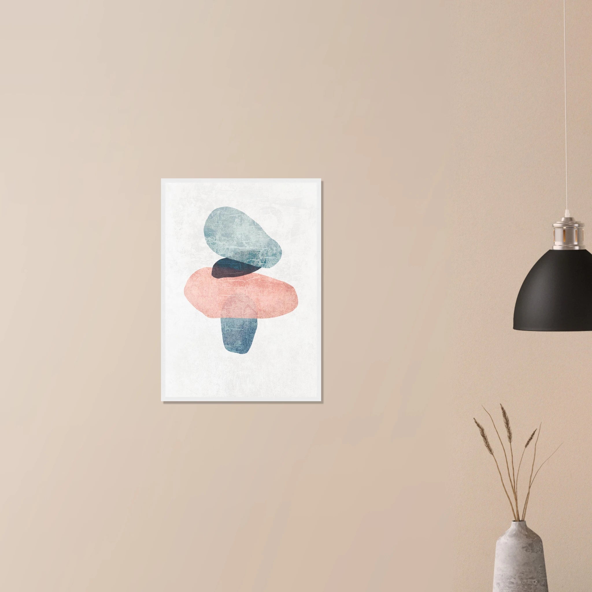# all-groups - Balancing Act – Minimalist Abstract Stone Stack Print in Blue & Blush - Daisy