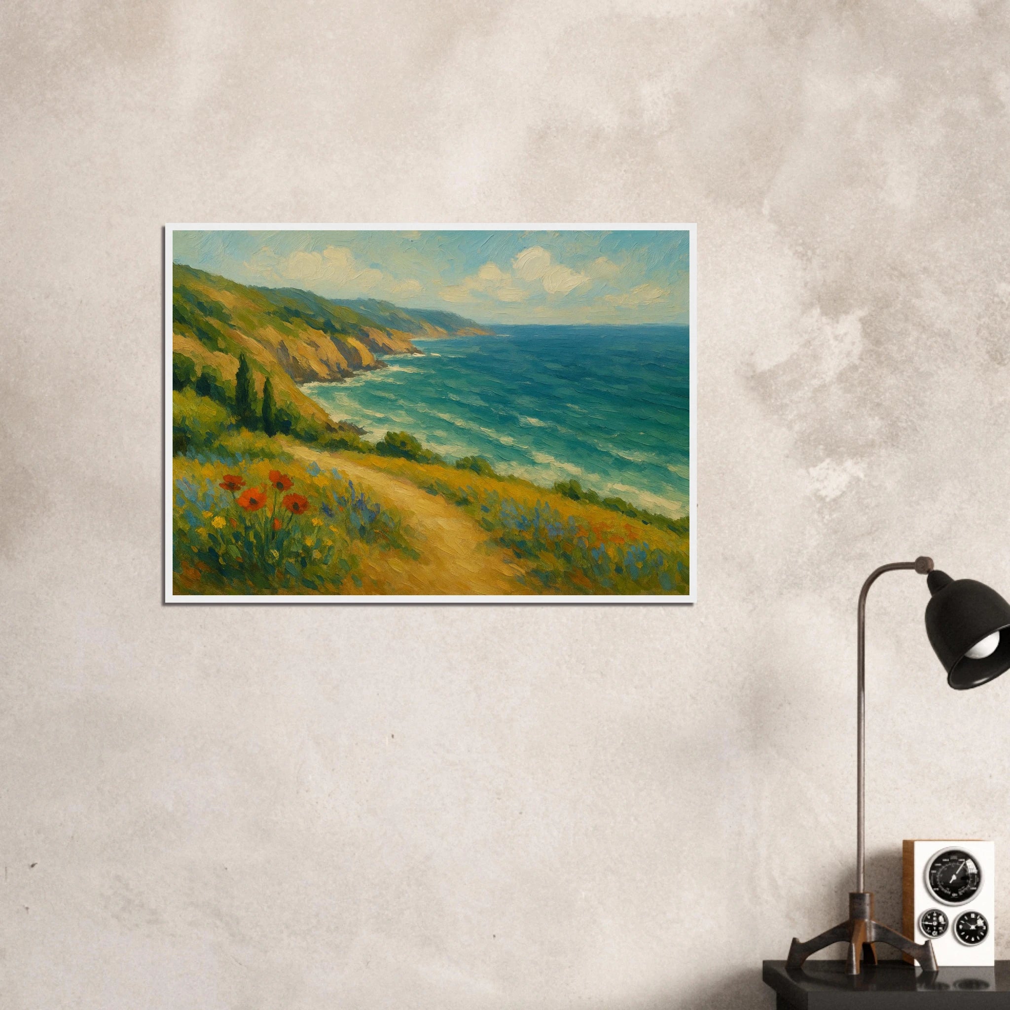 # all-groups - “Coastal Wildflowers & Whispering Waves” | Ocean Cliff Landscape - Play By Print