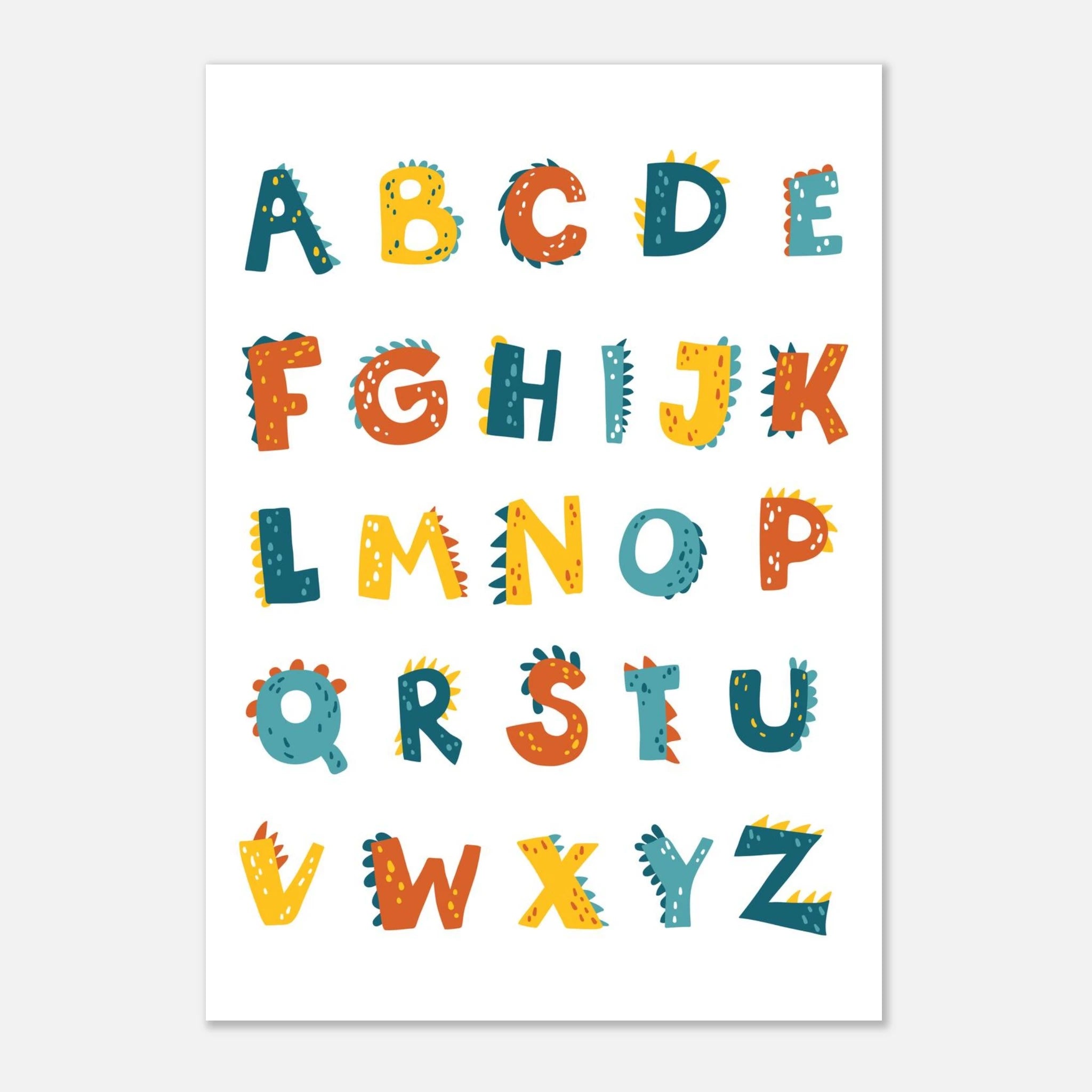 Unframed - Dinosaur Alphabet Poster | A–Z Dino-Themed ABC Print for Kids - CDT