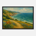 Black frame A3 (29.7 x 42 cm) - “Coastal Wildflowers & Whispering Waves” | Ocean Cliff Landscape - Play By Print