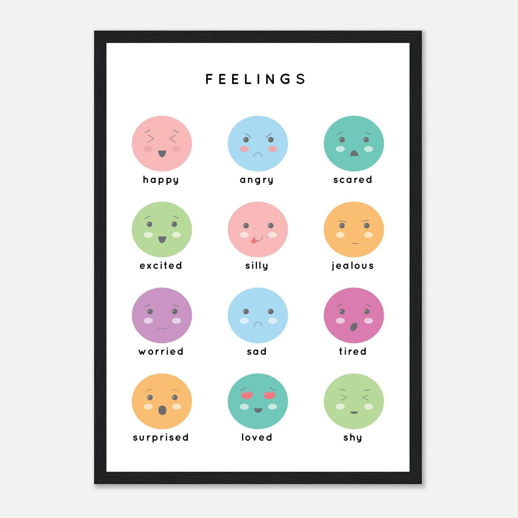 Black frame - Feelings Poster – Emotions for Kids | Educational Print to Explore Emotions - Elena