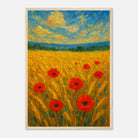 Wood frame A2 (42 x 59.4 cm) - Golden Poppy Field Print | Vibrant Impressionist Landscape - Play By Print