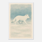 White frame 40x60 cm 16x24″ - Silent Steps – Arctic Fox in Snow Wall Art Print - Play By Print