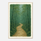 Wood frame 60x90 cm 24x36″ - Bamboo Forest Path – Gouache Landscape Art Print - Play By Print